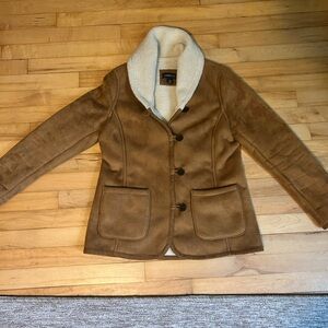 Lands' End Brown Teddy Jacket with Shawl Collar